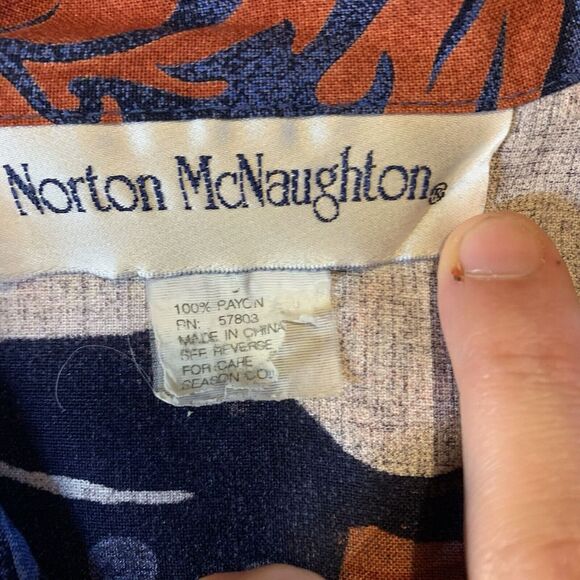 VTG Norton McNaghton (M/L) Top - Button Up Red Blue White Floral Hipster Hippie - Picture 7 of 7